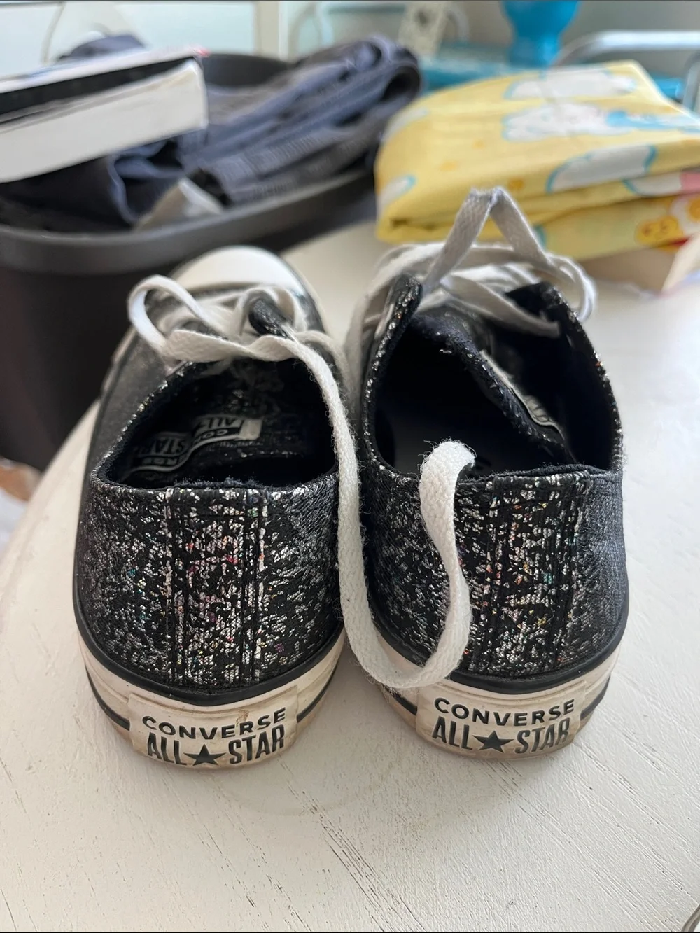 Converse Glitter Black Converse Low Tops Size 6